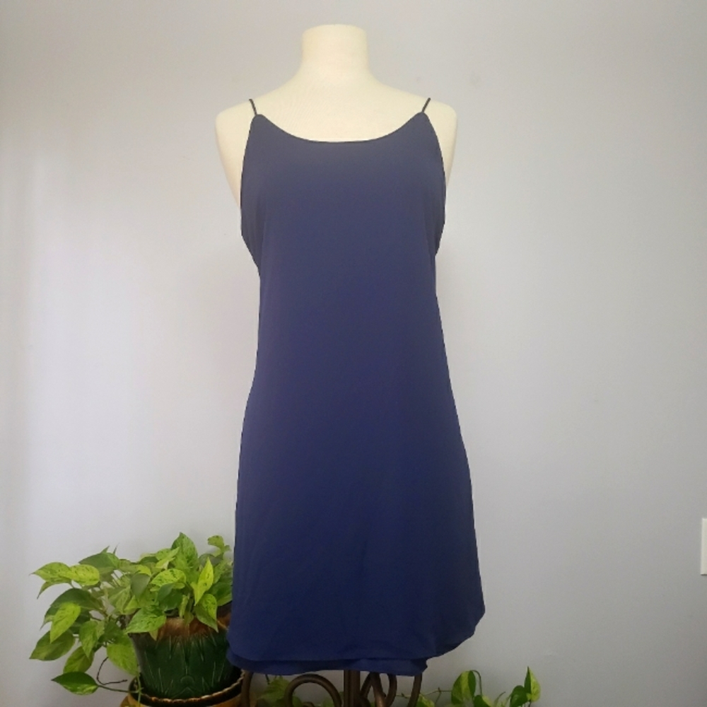Navy double layer slip dress size small New